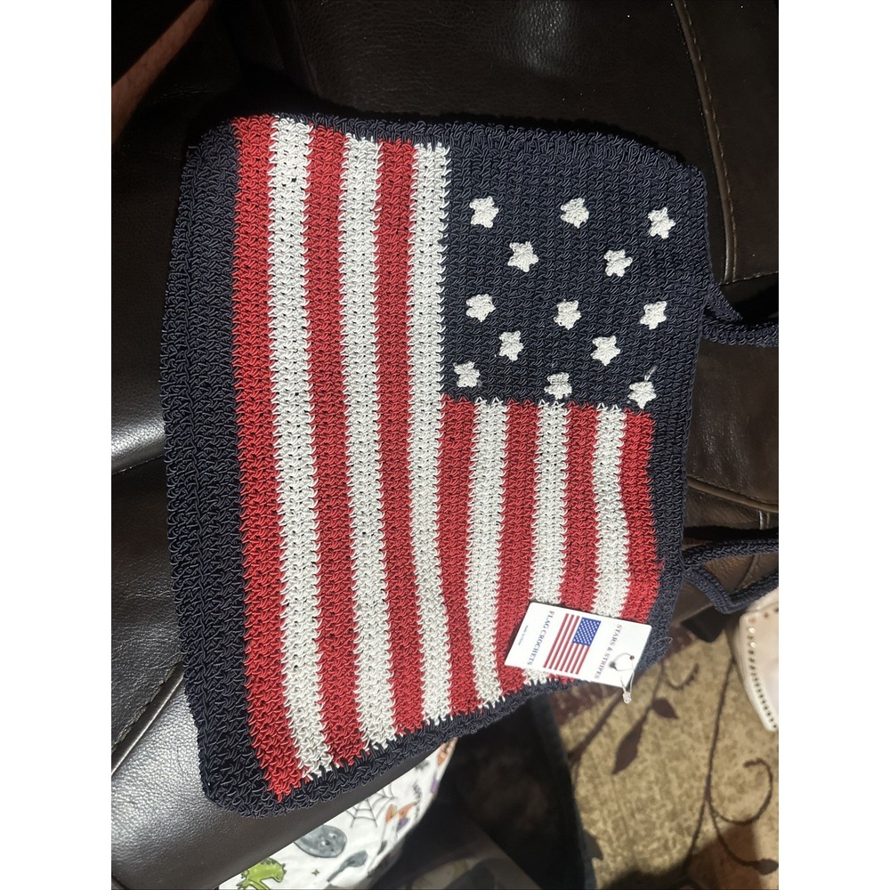 American Flag - USA - Candie's Crochet Woven Fabric Purse Shoulder Bag Tote